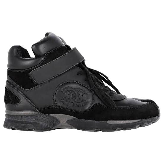 Chanel CC Ankle Strap High-Top Sneakers