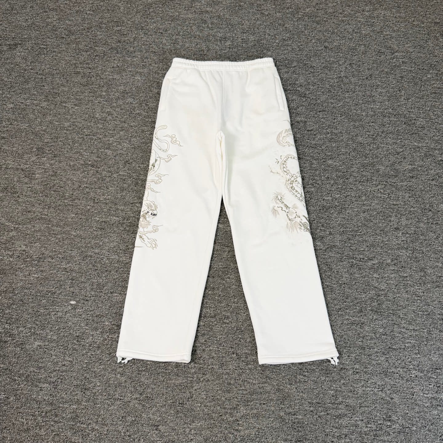 Derschutze autumn and winter American retro dragon and tiger embroidery casual thick cotton pants street style loose straight pants for men and women