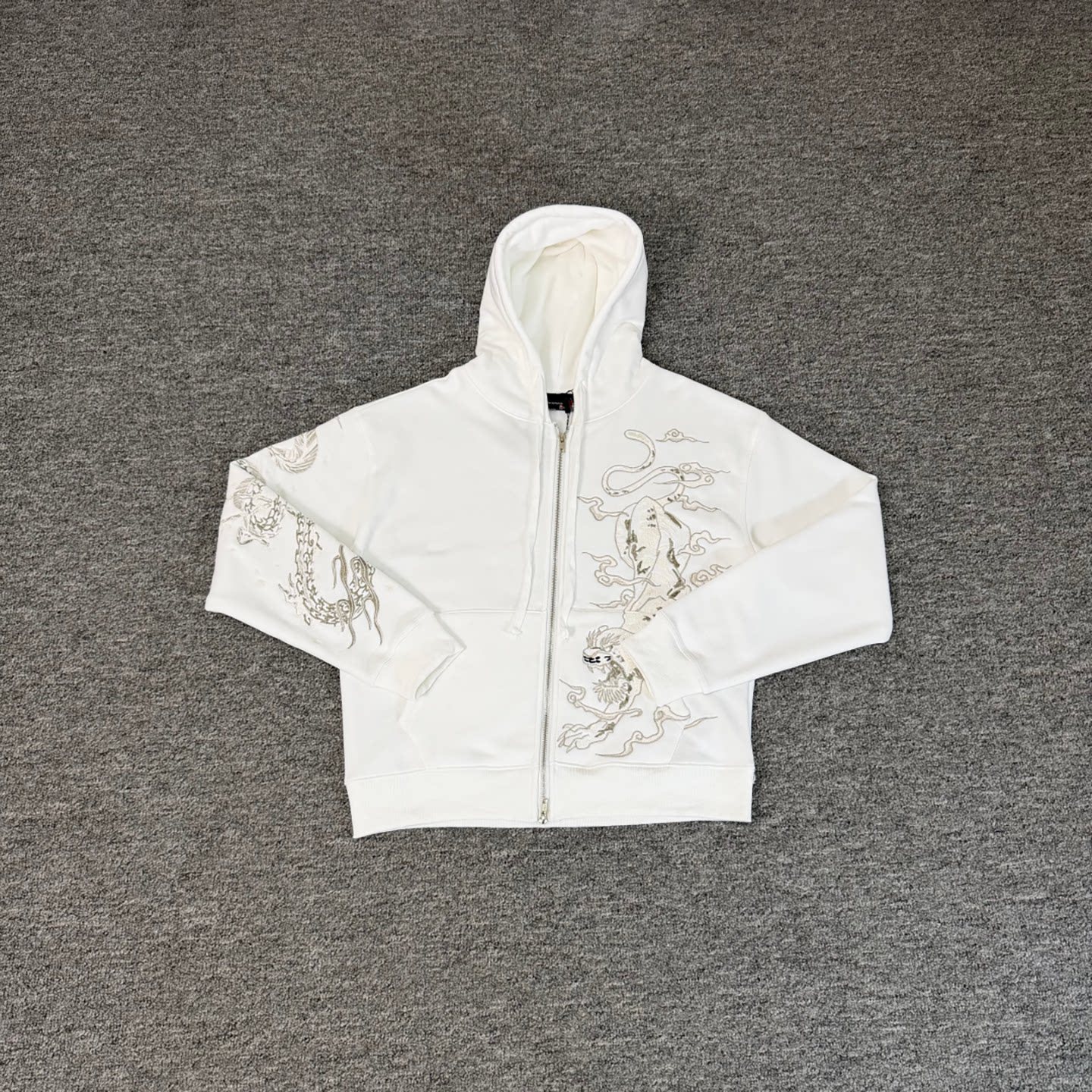 Derschutze American high street tiger embroidered hooded cardigan sweatshirt unisex loose zipper jacket trendy