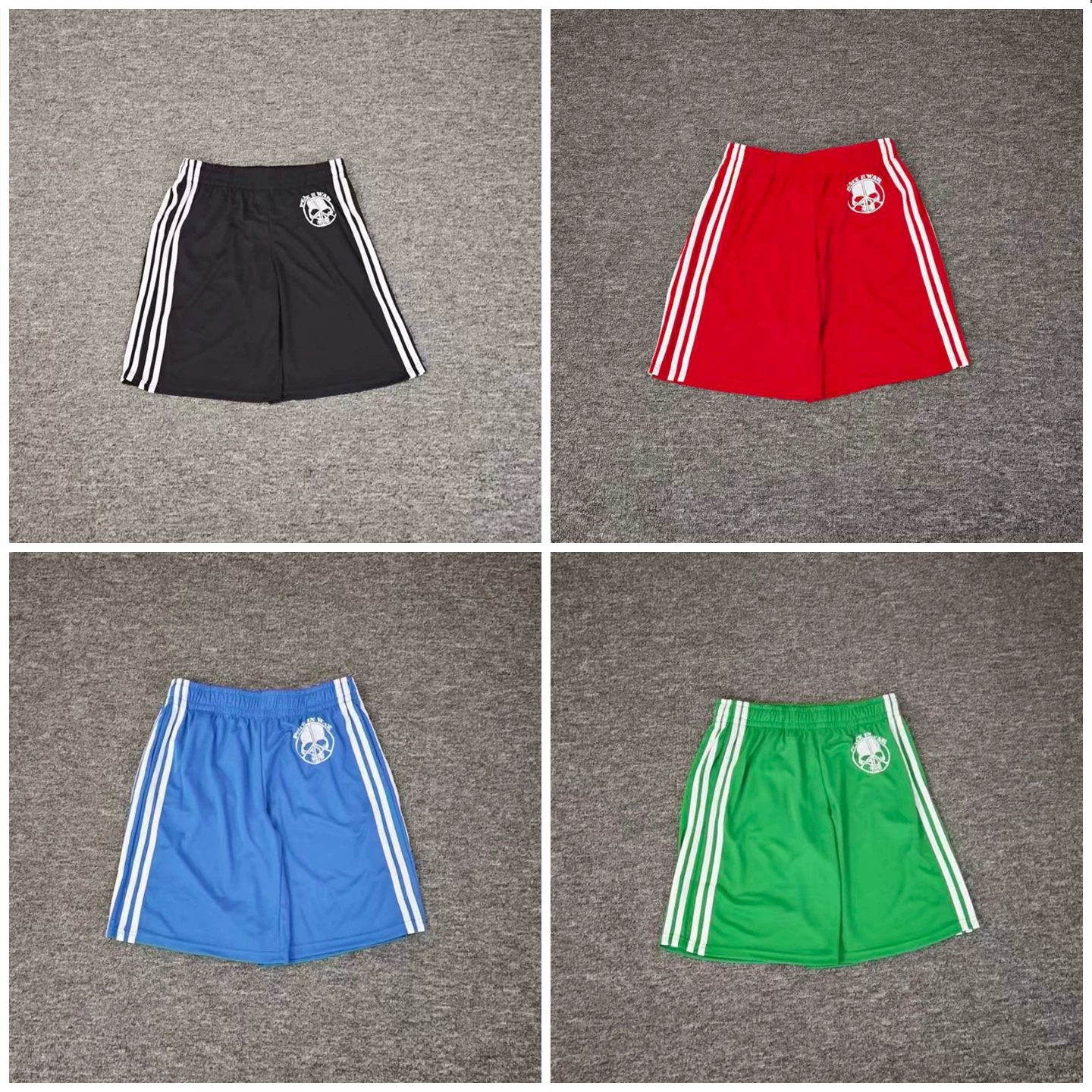 European and American street skull printed sports shorts vintage men and women same style loose casual striped five-quarter pants trendy