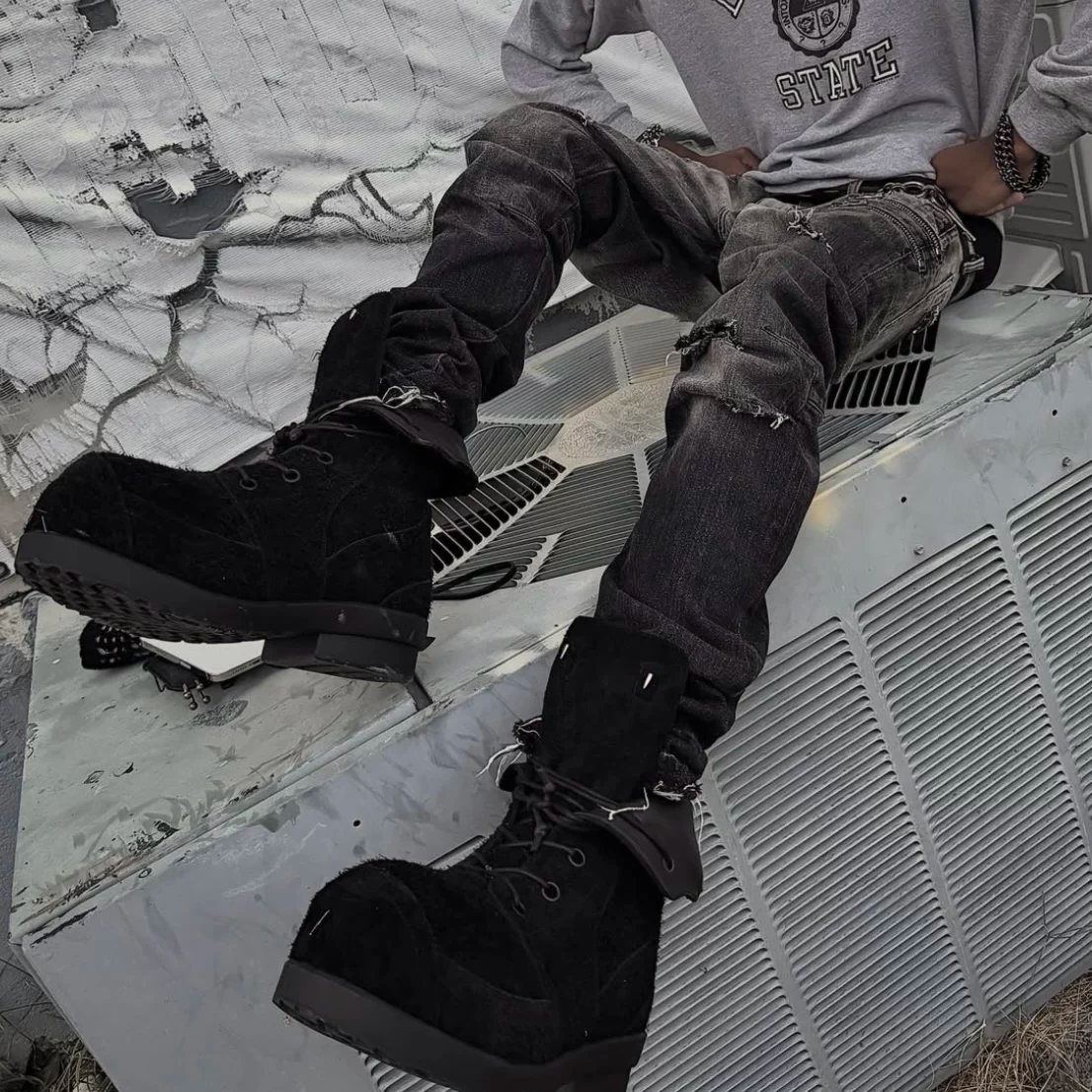 BAZO_1199 bunny Boots suede/nylon/water-dyed first-layer cowhide boots udg ig same style
