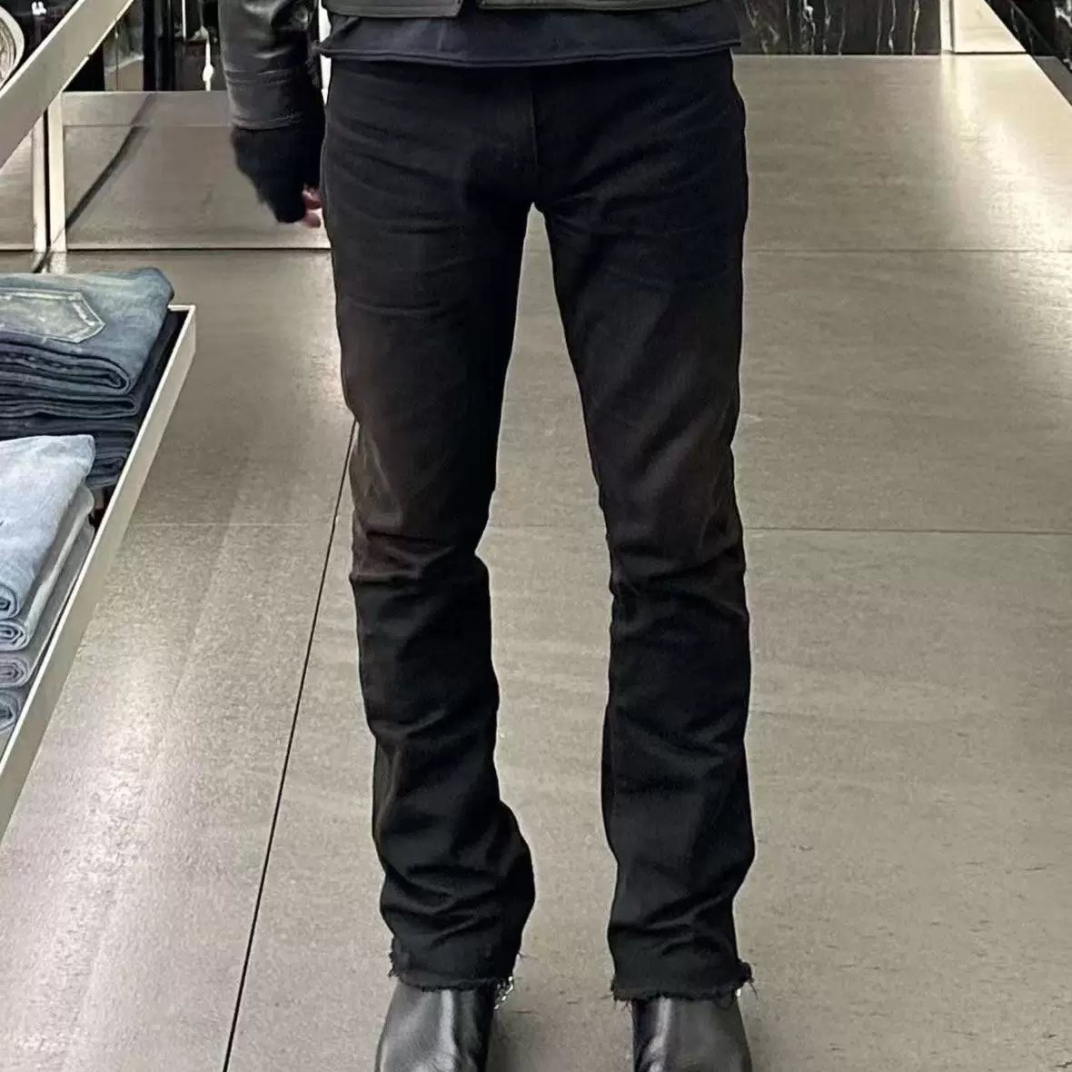 VG SL hedi Slimane D17 waxed slightly booted slim fit versatile skinny jeans