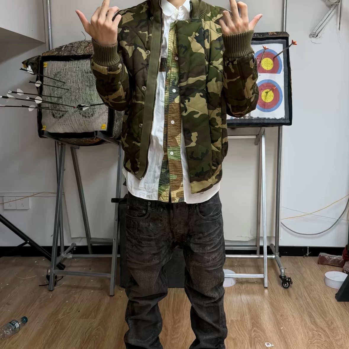 VG Homme show camouflage zipper bomber jacket cotton carti same style slim skinny