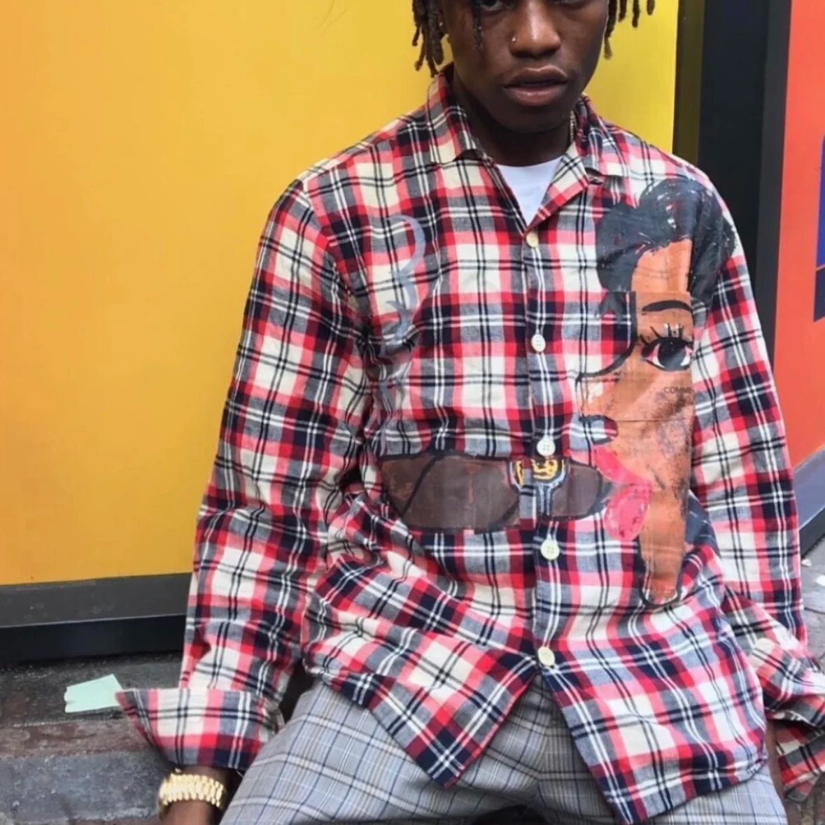VG archive cuba shirt 02 Cuban cigar pattern anti-wrinkle street style plaid shirt