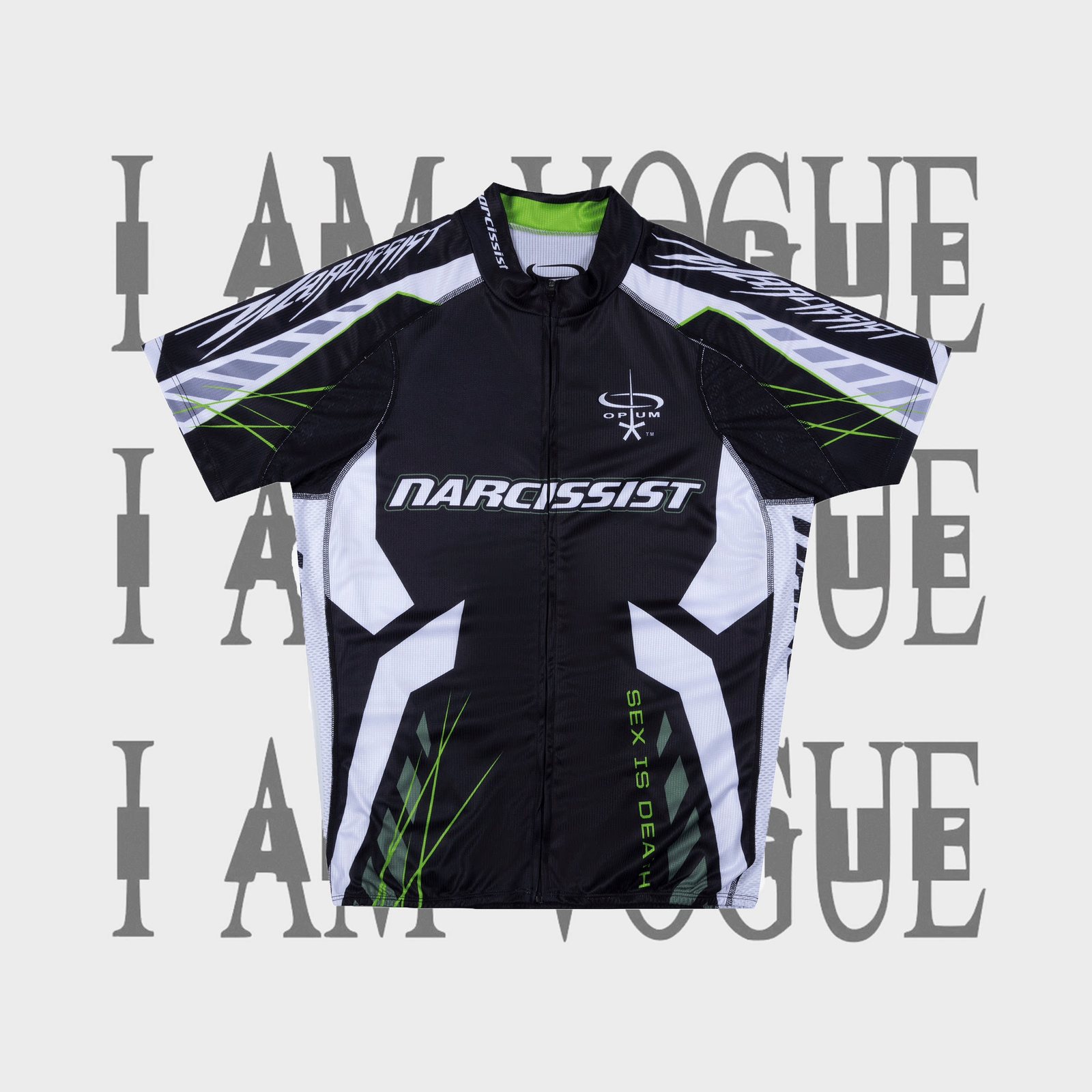 opium YVL style hollow splicing letter print zipper tight racing suit motorcycle suit tee