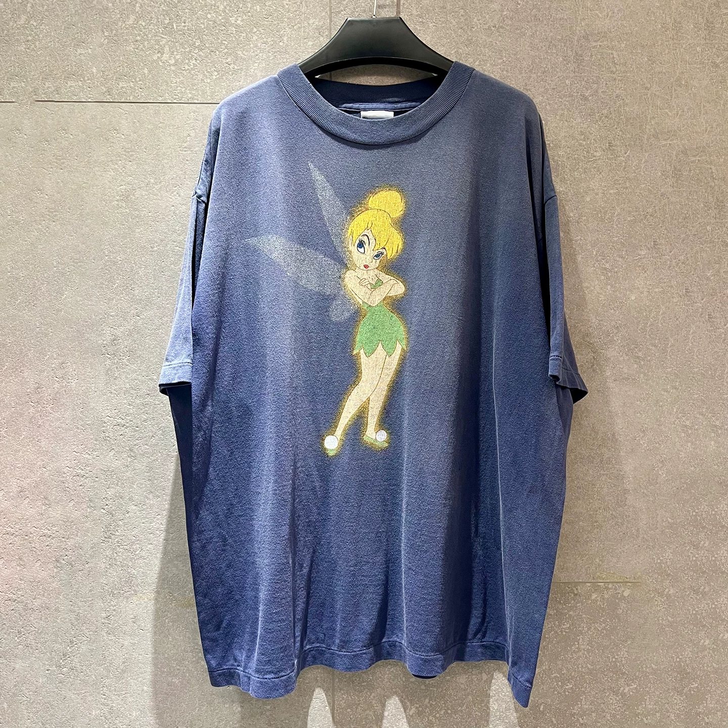 SAINT American elf retro niche printed short-sleeved T-shirt women's loose casual blue distressed washed top