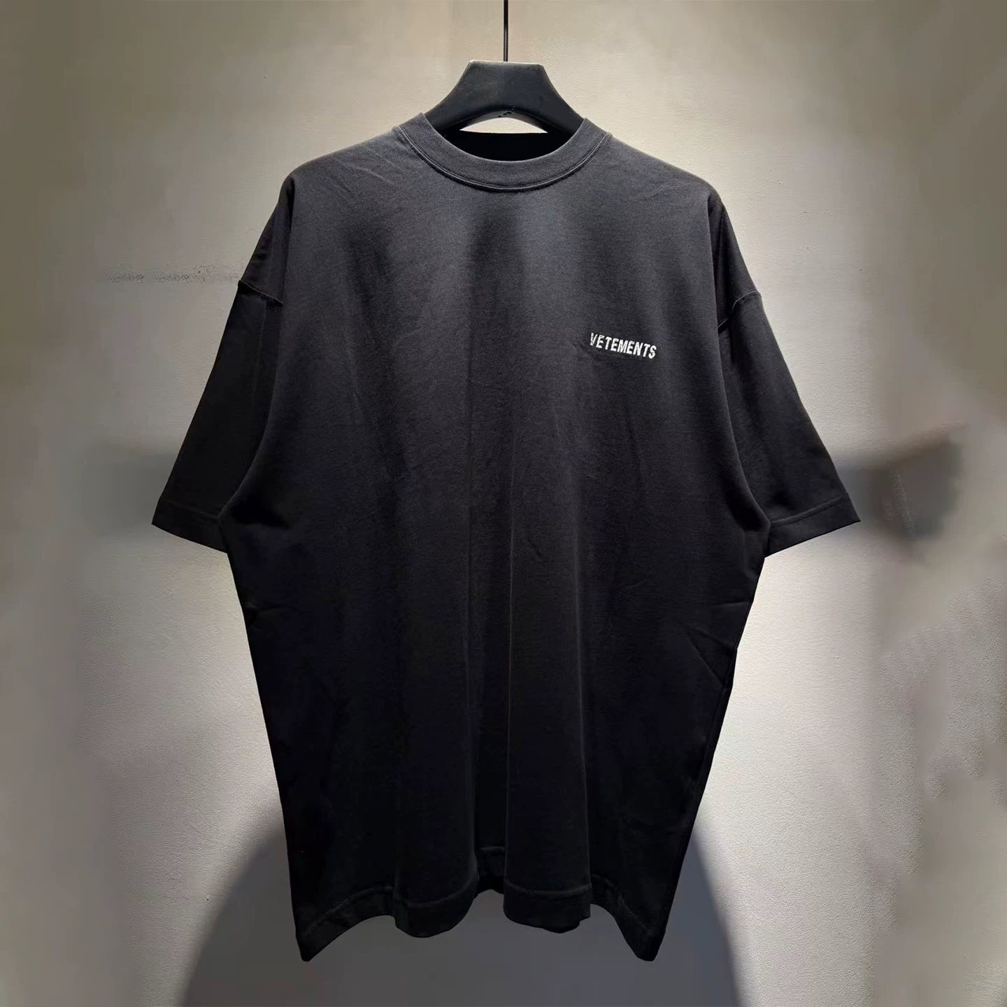 VTM 26ss heavyweight pure cotton short-sleeved T-shirt men's trendy loose round neck letter embroidered black all-match top