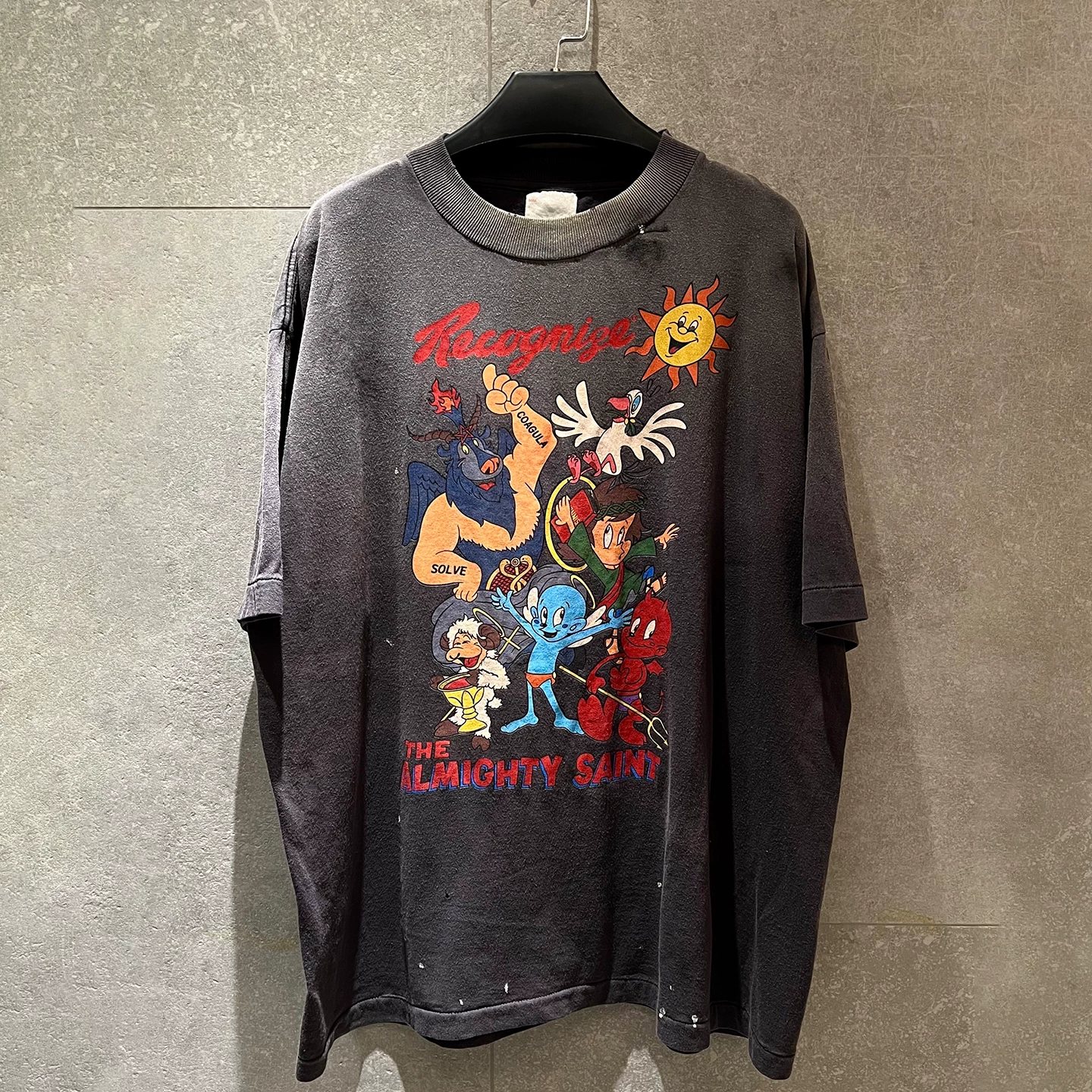 Aladdin's magic lamp vintage retro style cartoon printed short-sleeved T-shirt for men and women loose washed and aged trendy brand