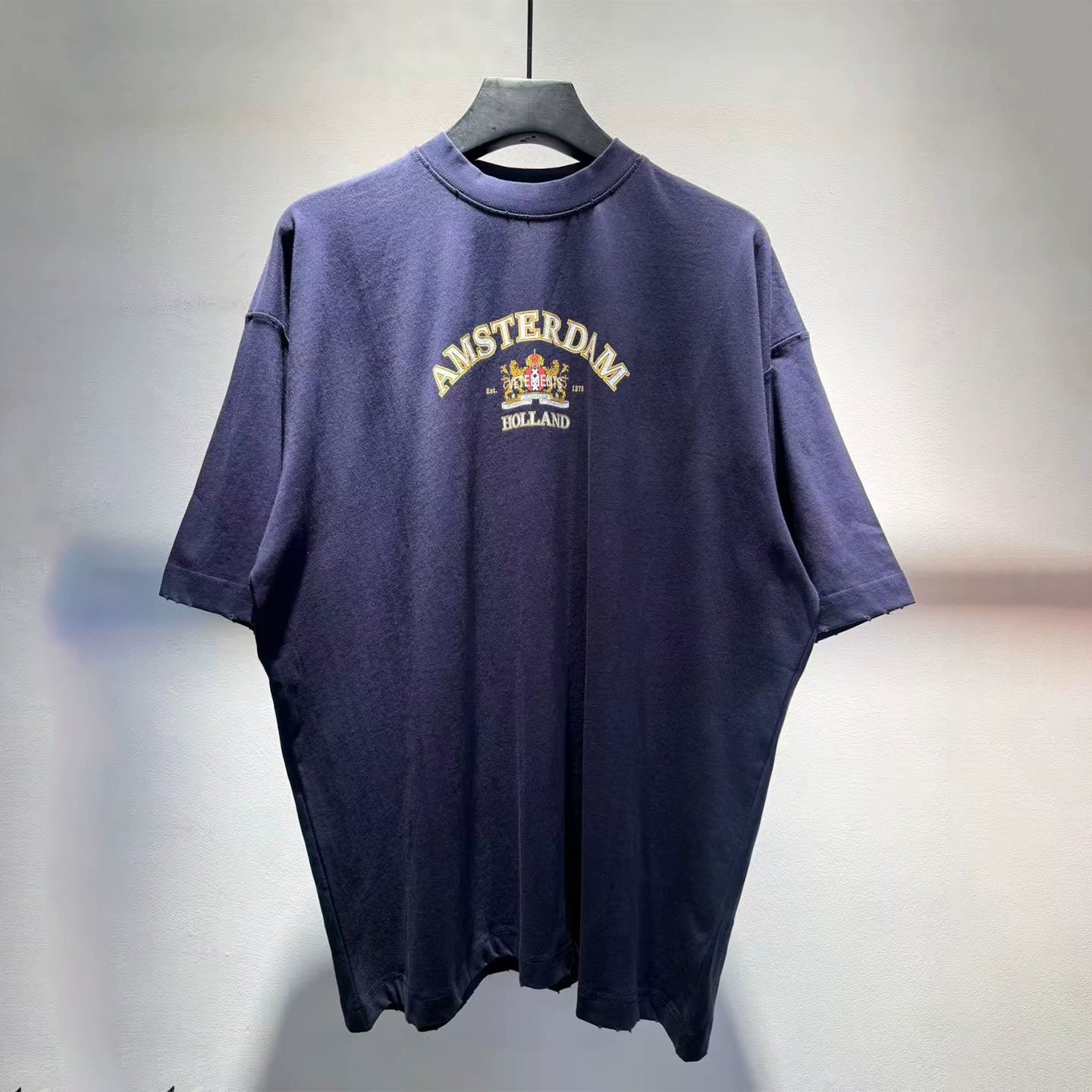 VTM 26SS Dutch limited blue simple letter print loose street style round neck casual short-sleeved T-shirt