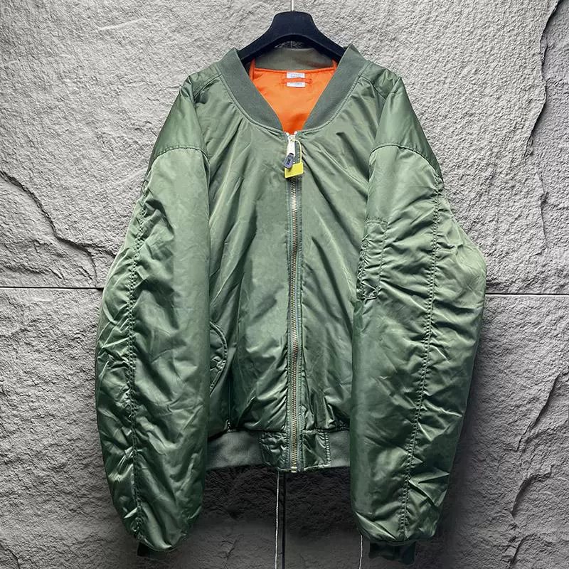 VETEMENTS military color oversized loose cotton jacket reversible MA1 bomber zipper jacket Bomber