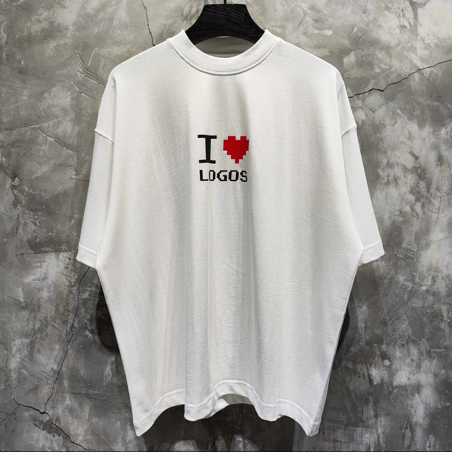 25SS summer VETEMENTS I LOVE LOGOS white pixel love short-sleeved VTM extra large men's and women's T-shirt