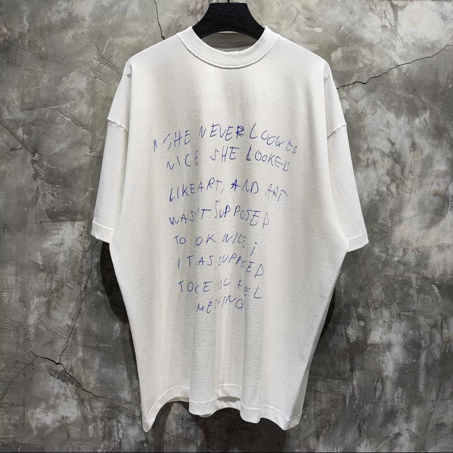 Summer new VETEMENTS She Never Looked Nice manuscript T-shirt VTM white loose T-shirt