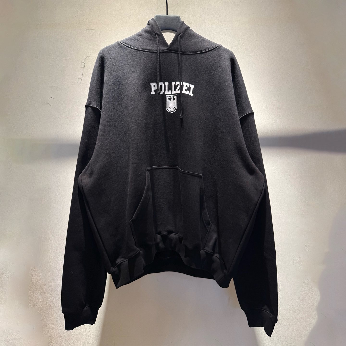 VETEMENTS POLIZEI 25FW autumn and winter new heavy terry police print black hoodie sweatshirt