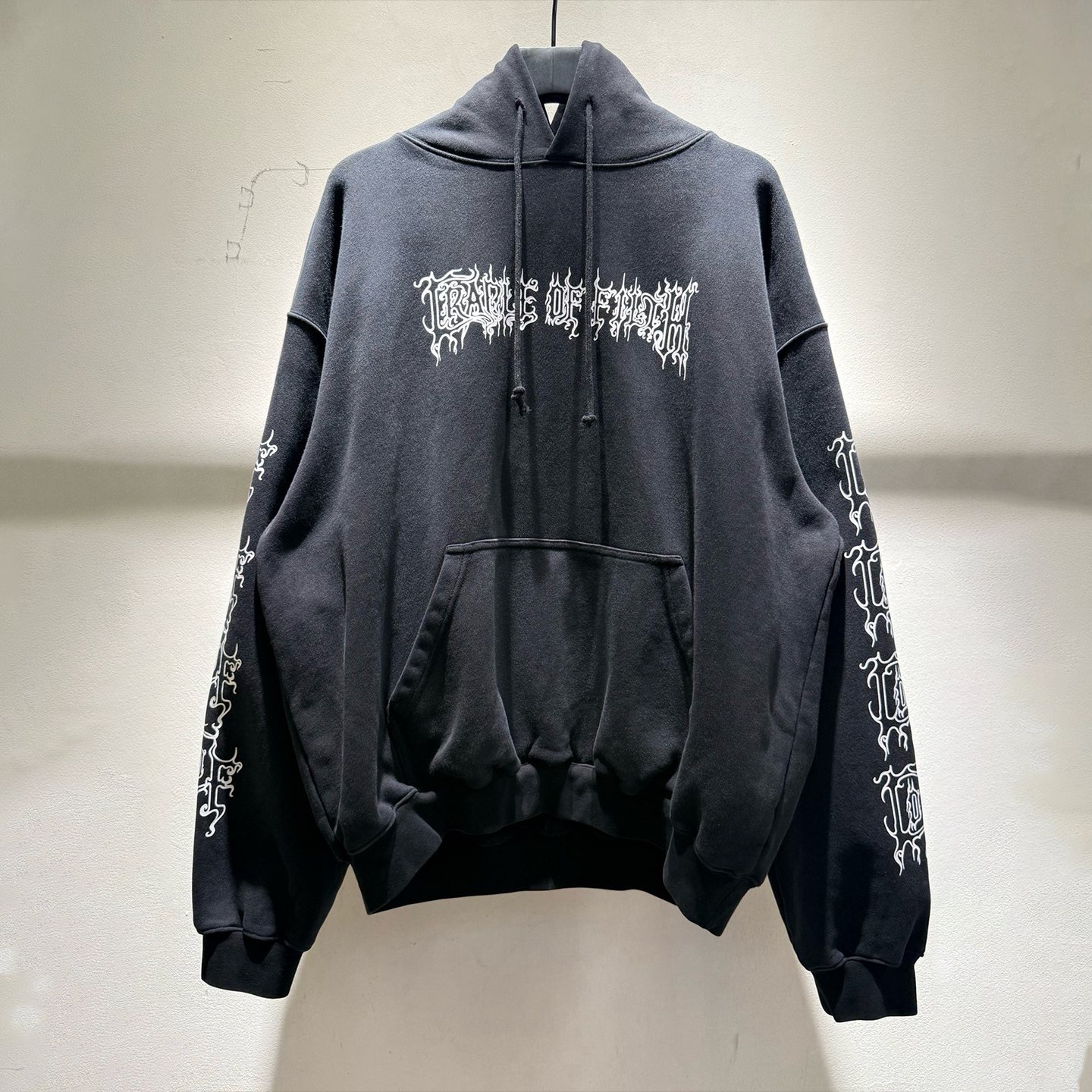 VETEMENTS Cradle Filth Sanskrit printed rock band heavy fabric hoodie long-sleeved thick cotton T